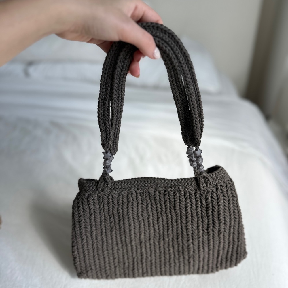 Crochet Handbag with Beaded Handle